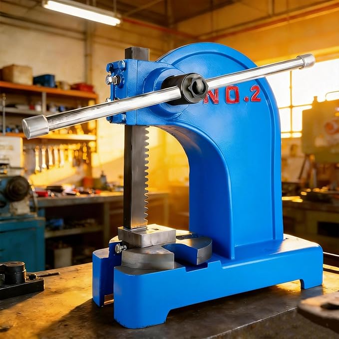 2 Ton Manual Arbor Press with 3 Drift, 8.5" Maximum Height Cast Iron Hand Press, Manual Desktop Arbor Press, Bench Press for Stretching Deforming Stamping Bending (Blue, 2 TON)