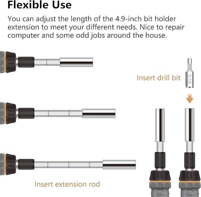 MulWark 63PC Magnetic Ratcheting Screwdriver Bit Set ??Multibit Screw Driver with Screwdriver Bits Slotted, Torx, Hex, Pozi, Philips, Square; Nut Driver Set for SAE and Metric ??Christmas Gift