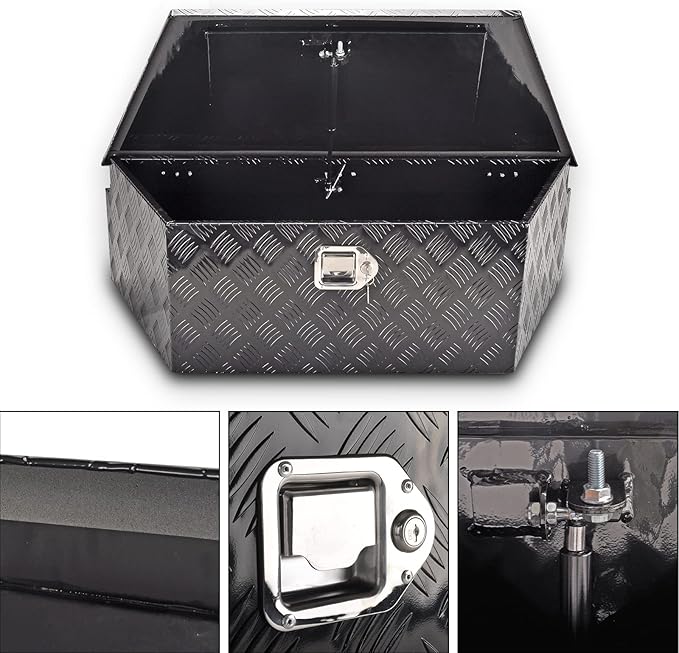 39'' Aluminum Trailer Tongue Toolbox,Waterproof utility trailer tool box竊똓V Trailer, ATV with Lock & Keys, Black(39"x16.5"x12")
