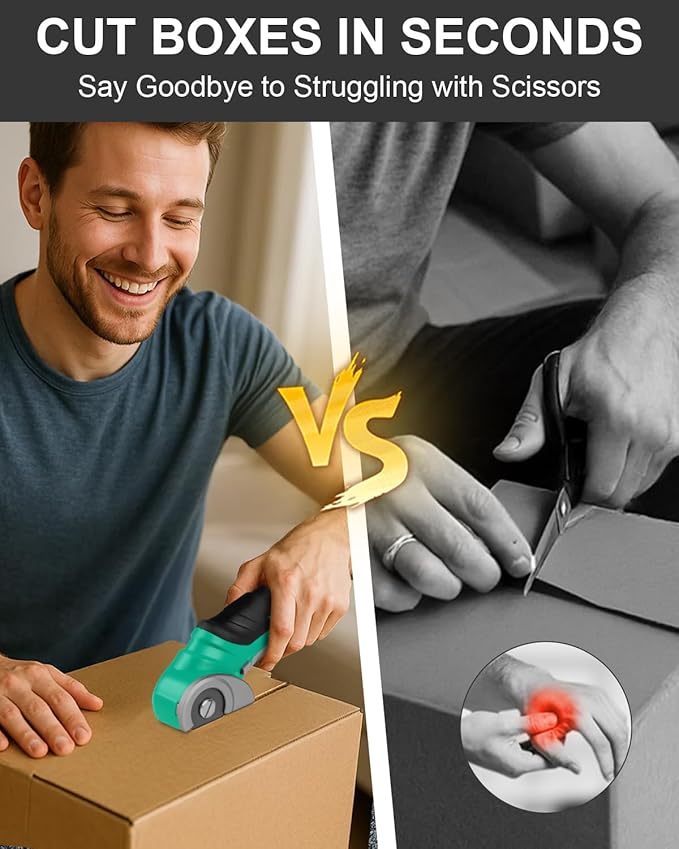Gifts for Men Christmas Stocking Stuffers for Women Electric Box Cutter Power Shears 4V Cardboard Cutter Carpet Cutter Tool Heavy Duty Rotary Cutter for Thin Box Plastic for Birthday White Elephant