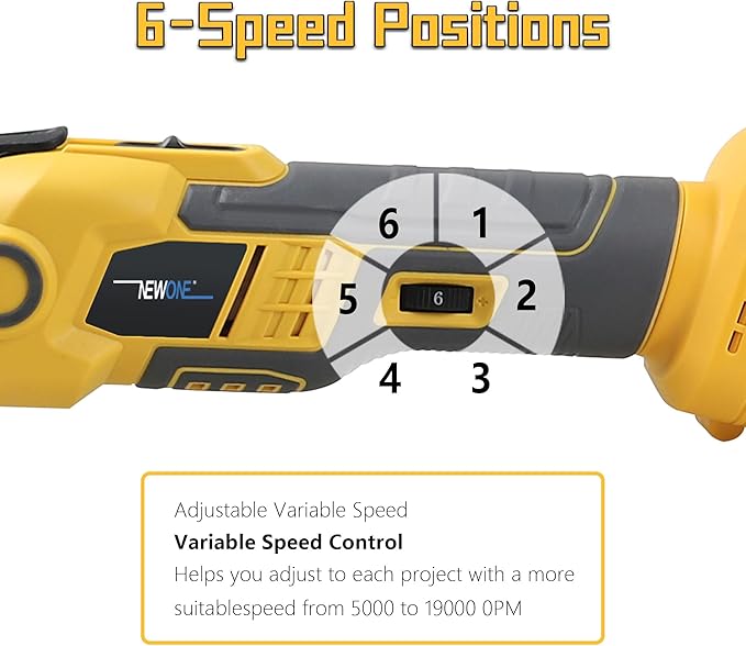 NEWONE Anti-vibration Oscillating Tool Compatible with De-Walt 20V Battery Anti-vibration Oscillating Multi-Tool Kit with 3.6째 Oscillation Angle,6 Variable Speed,16-piece Electric Multitool Blades,Box