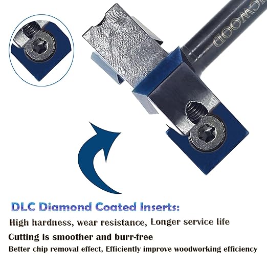 CNC Spoilboard Surfacing Router Bit 1/4 Shank, 1-1/2??Cut Dia, with DLC Coated, 3-Flute, 12*12*1.5mm Blade, Slab Flattening Router Bit, Planing Bit, for Rabbeting Flycutter, Planer