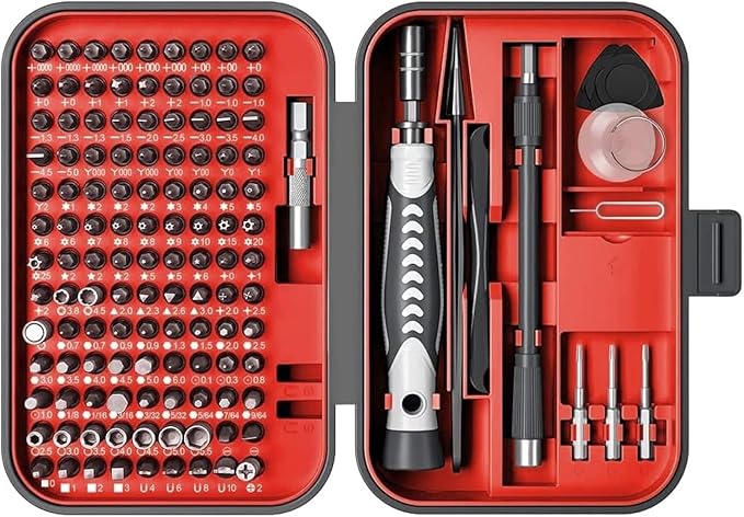 Screwdriver Set ??Precision Screwdriver Bit Sets 130 in 1, Mini Hex Phillips Torx Slotted Screwdriver Bit Set with Tool Box, Ideal for Electronics, Laptop, iPhone, Jewelers and More(130-IN-Red)