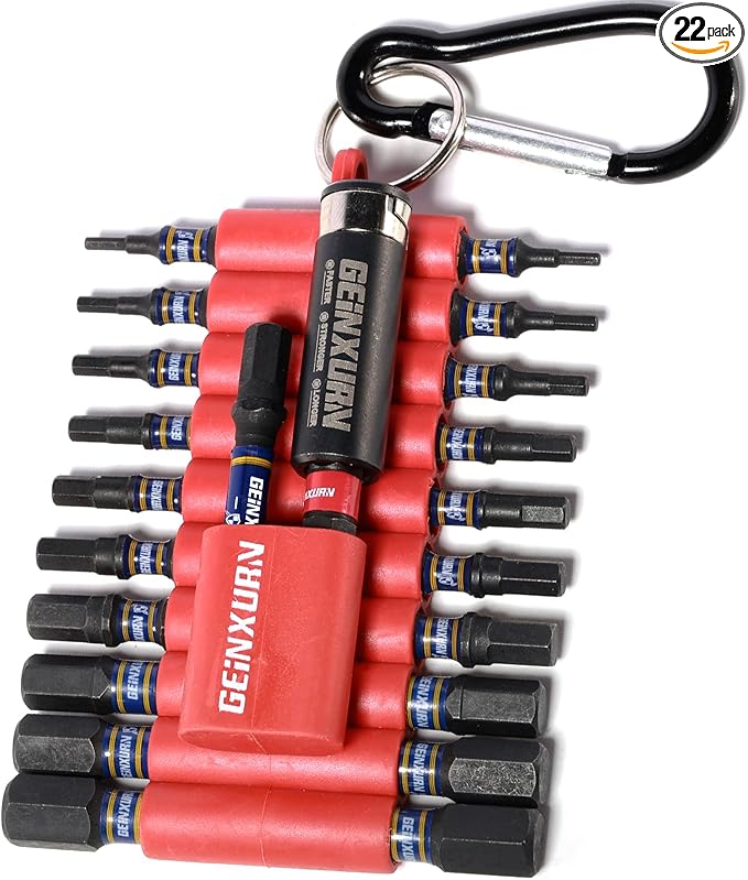 Impact Hex Screwdriver Bits Set,22 Pieces Magnetic SAE S2 Steel Multi Driver Bit Tips with Bit Holder and Storage Organizer