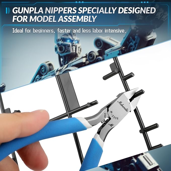 Model Nippers, mshandto 4.4" Thin Single Blade Sprue Cutter Hobby Nippers, Gundam Model Tools for Cutting Thin Plastic, Beginner Trimming, Picking Up Pieces, with Protective Cover & Replacement Spring