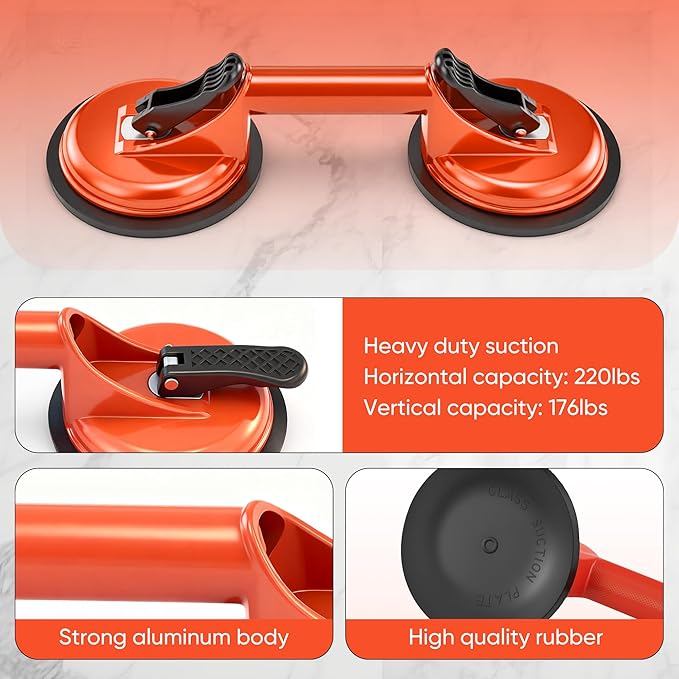 Rubber Mallet & Suction Cup Floor Gap Repair Tool Kit for Laminate, Floating Wood Floors - DIY Gap Fixing (RED)