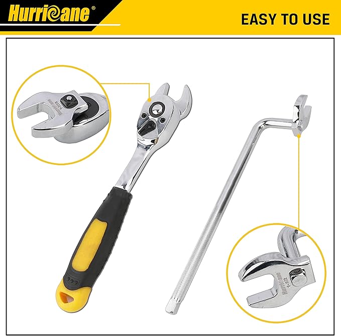 HURRICANE 1/2??Drive Crowfoot Wrench Set, 14 Piece Jumbo Crowfoot Flare Nut Wrench Tool Set, SAE Sizes from 1-1/16" to 2" with Storage Tray, With Fully Polished Chrome Finished