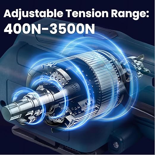 MorNon Electric Strapping Machine with LCD Display, Automatic Handheld Banding Tool for 13-16mm PP PET Straps, 2횞4000mAh Batteries, Portable Packaging Tensioner for Boxes and Pallets