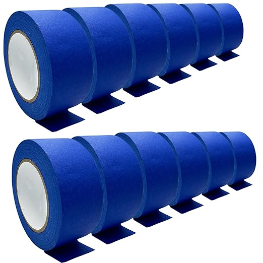 Premium Blue Painters Tapes, Masking Master Tape, No Residue & Easy Removal, Painting Tape for Painter, DIY Paper Arts & Crafts, Spraying Drywall Paint, 12PCS 1.88 Inches x 60.1 Yd Painter's Tape