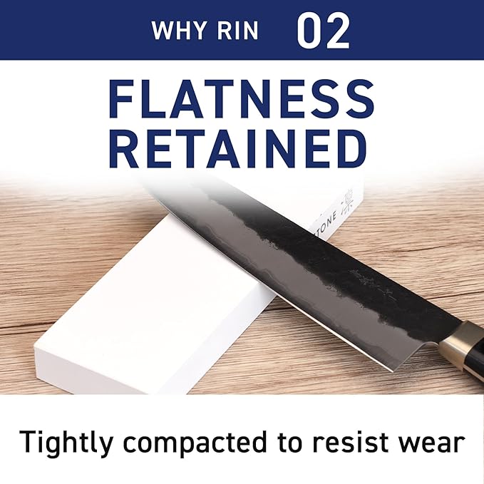 RIN [High-density. Tightly compacted.] Splash & Go, Whetstone Sharpening stone grit w/Nagura, 7.1" x 2.4" x 0.8" (Ideal for home-use), Made in Japan (#10000)
