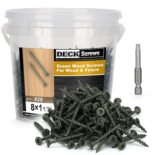 Deck Screws #8 x 1-1/2?쇺? T25 Star Torx Drive Flat Head Wood Screws, Green, 5lb