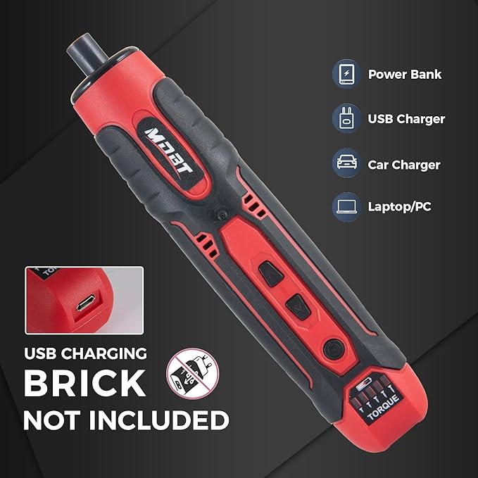 3.6V Cordless Impact Screwdriver Set with 1.5Ah Rechargeable Lithium Battery (Red 02)