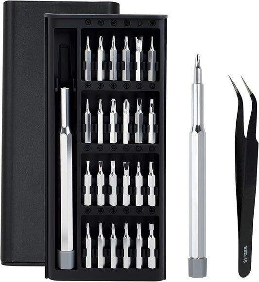 24-In-1 Magnetic Screwdriver Set, Mini Repair Toolkit with Micro Bits, for Watch Glasses Electronics Phone Computer Laptop Game Console Maintenance, Home Use with Repair Tweezers