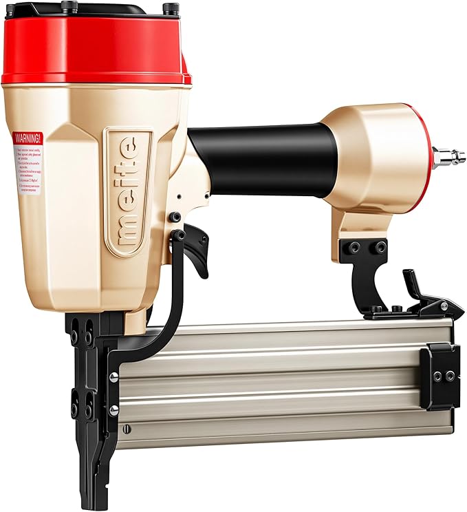 meite ST64L Concrete Nail Gun Extended Muzzle Pneumatic Concrete T-Nailer Gun for Wood-to-Concrete Projects, 100PCS Magazine, Accepts 3/4'' to 2-1/2''
