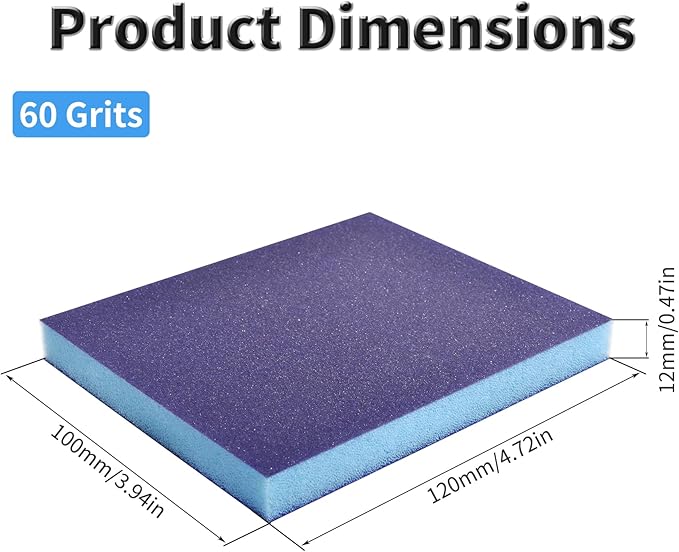6 Pcs Sanding Sponge 60 Grits Wet Dry Sandpaper Sponges Washable & Reusable Sanding Blocks Double Sided Abrasive Sponge for Wood, Metal, Drywall & Furniture Polishing Blue