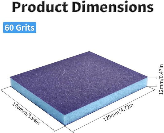 6 Pcs Sanding Sponge 60 Grits Wet Dry Sandpaper Sponges Washable & Reusable Sanding Blocks Double Sided Abrasive Sponge for Wood, Metal, Drywall & Furniture Polishing Blue