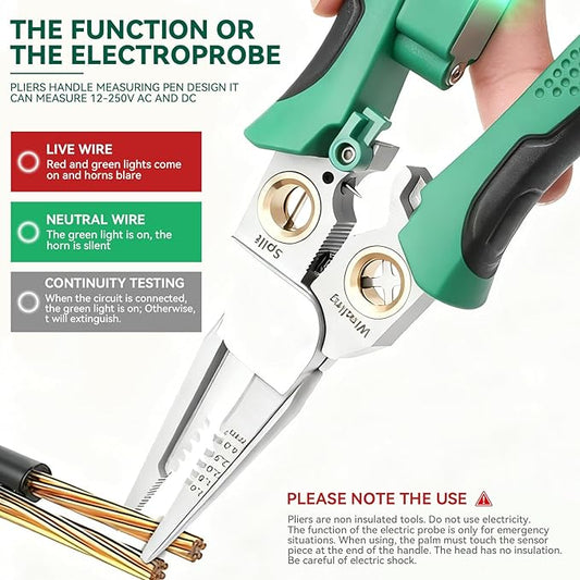 8 In 1 Wire Stripper With Voltage Tester, Multi-Function Electric Wire Stripping Tool For Cutting And Pulling Pliers, Electrician Repair Tool, Wire Strippers Electrical (Red)