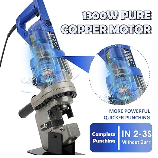 1300W Electric Hydraulic Hole Puncher, 110V Hydraulic Press Punching Tool, Metal Electric Punching Machine with Die 過1/4" 3/8" 1/2" 11/16" 4/5", for Steel, Aluminum, Copper