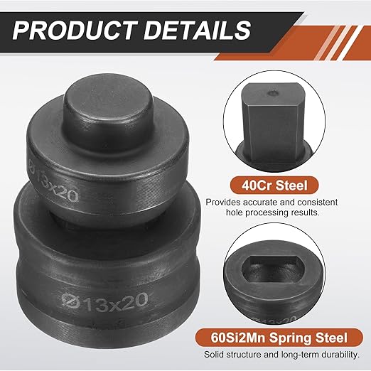 HARFINGTON Hydraulic Hole Punch Die 過13횞20mm Slot Hole 40Cr Steel Electric Punching Kit for CH60 Electric Punching Machine, Black
