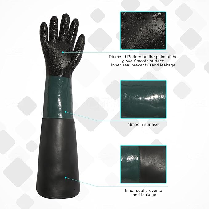 23.6" Blast Gloves for Abrasive Blasting Used on Sandblasting Sandblaster Sand Blast Cabinet