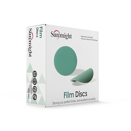 Sunmight Film Grip No Hole 6 Inch Sanding Discs - 1200 Grit, Premium Aluminum Oxide - Strong Film Backing for Automotive, Marine, Wood & Metal Applications - Excellent Cutting and Long Life (50 Pcs)