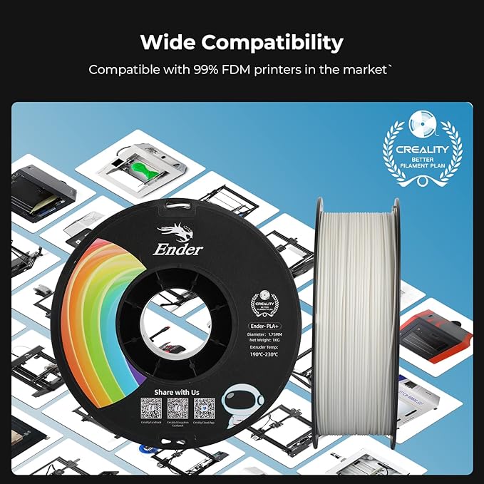 Creality PLA Plus Filament 1.75mm, Upgrade PLA+ Filament Strong Toughness No-Tangling Vacuum Packaging 3D Printing Filament Fit Most FDM 3D Printers, 1kg Spool, Accuracy +/- 0.02mm, Green
