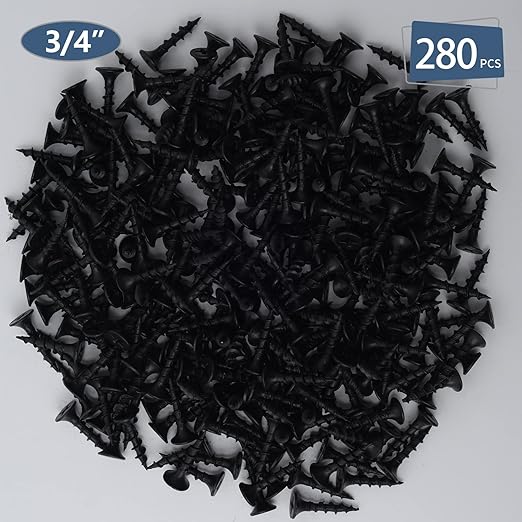 280pcs #6 횞 3/4 inch High Hardness Drywall Screws, Black, Coarse Thread, Phillips Drive, Bugle Head, Black Wood Screws, Wood and More (3/4 in, 280)
