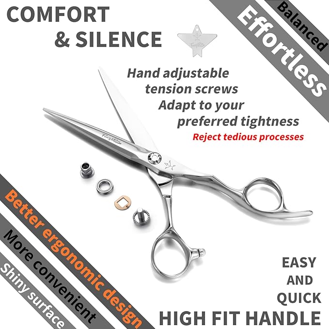 High-end Professional Extremely Very Sharp Barber Hair Cutting Scissors Hairdresser Shears For Hair 6 Inch Haircut Scissor Made Of Stainless Steel For Hairdressing Salon and Home Use