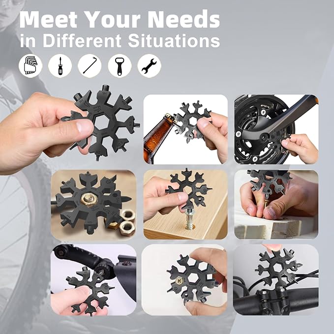 Vickay 18 in 1 Snowflake Multi Tool, Phillips Flat Screwdriver Kit/Wrench/Bottle Opener, EDC Camping Gear, Gifts for Men (Black)