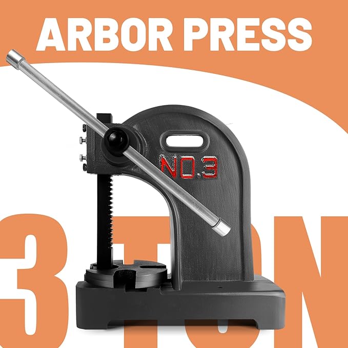 3 Ton Arbor Press Manual Heavy Duty Arbor Press Machine,12" Work Height,Manual Arbor Press Cast Iron Desktop Punch Press,for Punching,Bending,Stretching