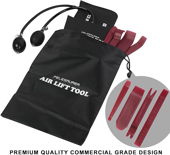 Air Wedge Bag, Professional Air Wedge Pump Leveling Kit & Alignment Tool, Commercial Grade Inflatable Shim Bag with 4 Tools - 2 pcs Different Sizes Air Wedge