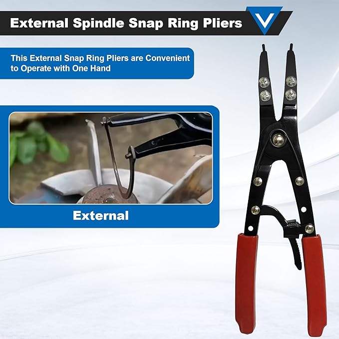 Snap Ring Pliers, 38700 External Heavy Duty Circlip Plier Rigid Automotive Tools Compatible with 2007 and Newer Ford Pickups Anti-slip Snap-ring Installation Removal Kit with Ratchet Locking Design