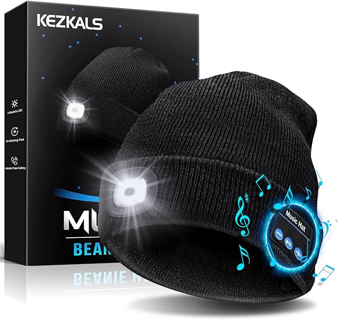 Gifts for Men Bluetooth Beanie Hat, Stocking Stuffers for Adults, Mens Gifts for Christmas, White Elephant Gift for Adults, Gift for Men Who Want Nothing Cool Gadgets, Bluetooth Hat for Husband Women