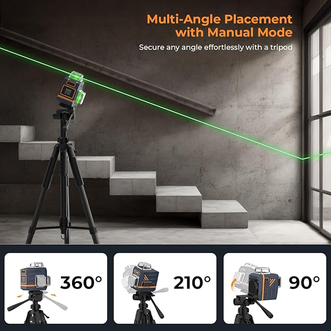 CIGMAN 3D Laser Level with Tripod,Remote Control,Compact Design,4000mAh Battery,Rotary Base,3x360째Self-Leveling Green Laser Leveler for Picture Hanging and DIY Projects