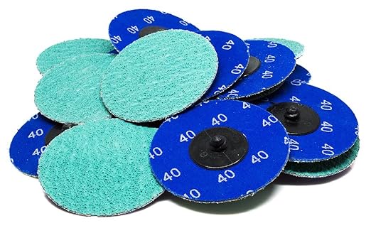 Benchmark Abrasives 3 Inch Sanding Discs Quick Change Green Zirconia, Male R Type Backing - Drill & Die Grinder Sanding Disc for Deburring Polishing Rust Remover for Metal (25 Pack) - 24 Grit