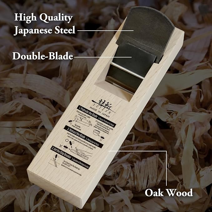 SUIZAN Kanna Japanese Wood Planer 2.4" - Professional Hand Block Plane Woodworking tools