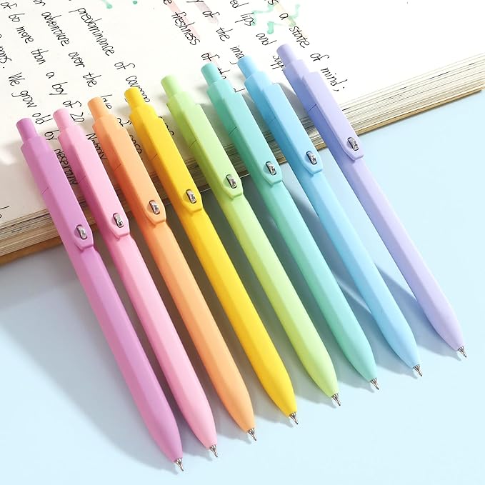 Vitoler Pens, 8 pcs Cute Color Gel Pens, 0.5mm Black Ink Pens Fine Point Smooth Writing Pens for Women/Nurse Gift School Office Desk Accessories Supplies