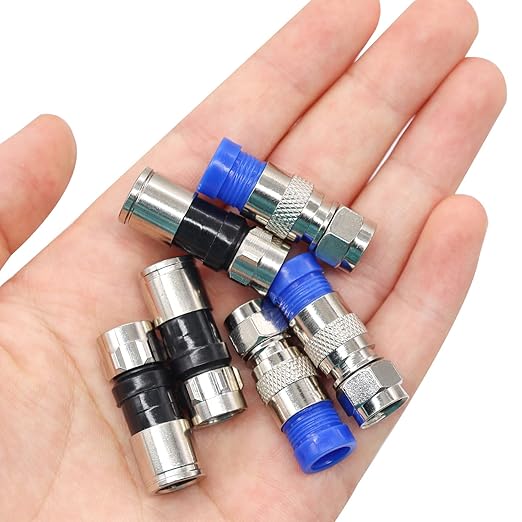 Taiss Coax Cable Crimper Tool Kit with 20 PCS F Style RG59 RG6 Compression connectors,Coaxial Cable Stripper,Coaxial Cable Compression Tool Kit,coaxial Cable Crimper