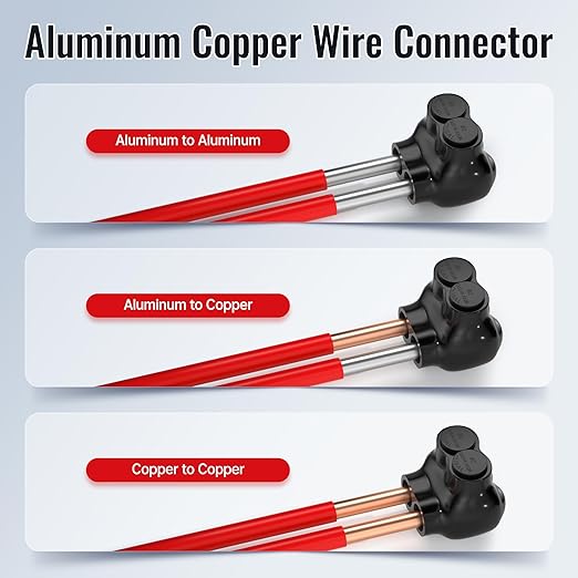 2 Port Insulated Connector Multi Tap Connector 2-14 AWG Aluminum to Copper Wire Connectors Single-Sided Entry Slotted Allen Hex - 6 Pack