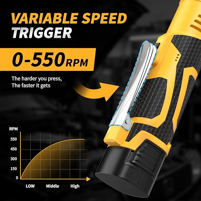 3/8" Cordless Electric Ratchet Wrench Set, 550RPM, 40Ft-lbs, 16.8V Extended Power Ratchet Tool Kit with Variable Speed, 1/4" Adapter, 3" Extension Bar, 2*2.0Ah Battery and Fast Charger(Yellow)