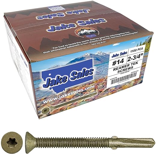 Jake Sales #14x2-3/4 Reamer Tek Torx/Star Head Self-Drilling Wood to Metal Screws - for Flatbeds, Trailers or Fastening Wood to Steel - T-30 Torx Screw Head (Full Box 1100 Screw Count)