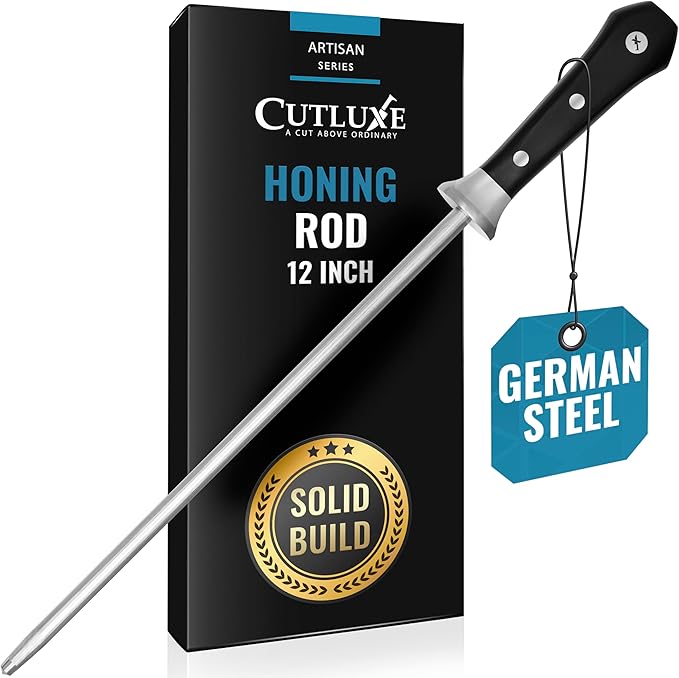 Cutluxe Honing Rod, Sharpening Steel for Kitchen Knives ??12" Honing Steel ??Ergonomic Handle Design ??Artisan Series