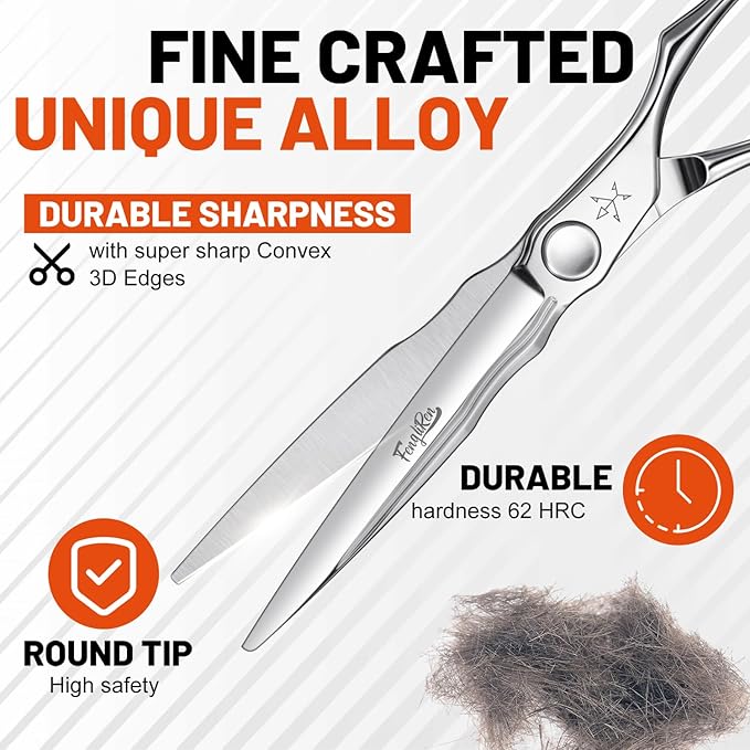 High-end Professional Extremely Very Sharp Barber Hair Cutting Scissors Hairdresser Shears For Hair 6.3 Inch Haircut Scissor Made Of Stainless Steel For Hairdressing Salon and Home Use