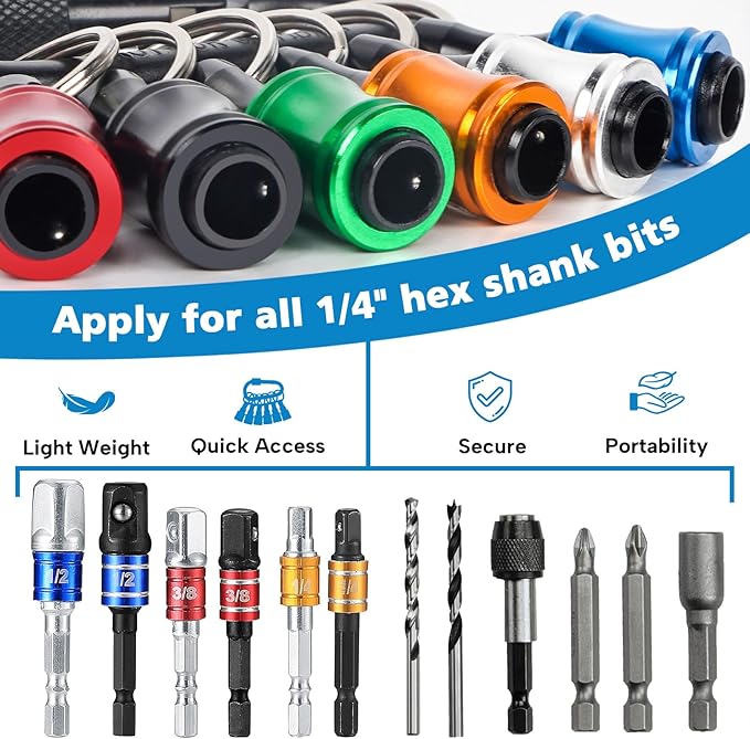 3 Set Bit Holders 1/4 inch Hex Shank Screwdriver Bits Holder Extension Bar Keychain Screw Adapter Drill Change Hand-held Screwdrivers Drill Bits Holder Portable Tools & Home Improvement Gift