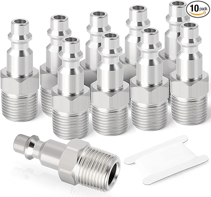 GASHER 1/2-Inch NPT Male Industrial Air Plug,1/4-Inch High Flow Pneumatic Plugs 300PSI (10-Pack)