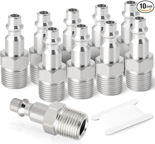 GASHER 1/2-Inch NPT Male Industrial Air Plug,1/4-Inch High Flow Pneumatic Plugs 300PSI (10-Pack)