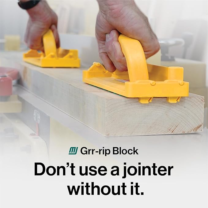 MICROJIG GRR-RIP-BLOCK Smart Push Block for Routers, Jointers, Band and Table Saws, Woodworking Tool, Extreme Grip, GB-1, Yellow/Green