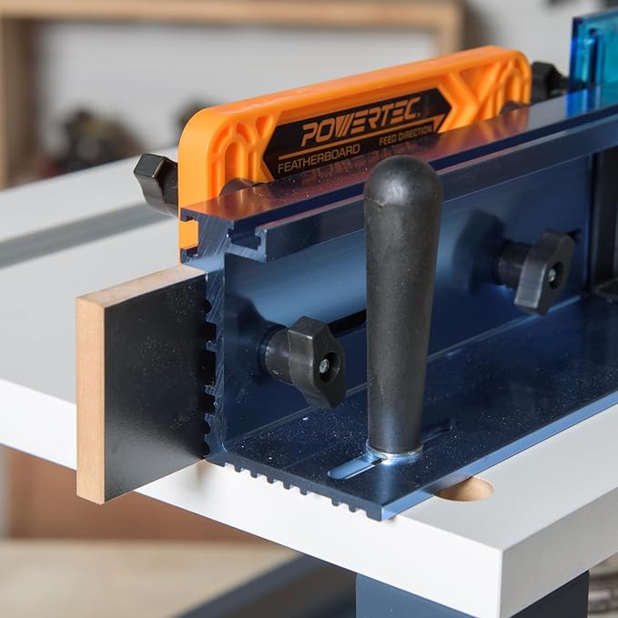 POWERTEC Router Table Fence Kit Deluxe System 3-3/8??Tall 24" Long, Router Table Top, Routing Tables for Woodworking w/Reversible Flip Stop, Dust Port, Adjustable Bit Guard, Featherboard - 71536