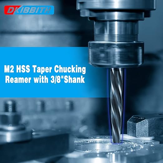 3/8??Bridge Construction Reamer Drill Bit, M2 HSS Taper Chucking Reamer for Steel Alloy Metal Wood Plastic, 3/8" Non-Slip Shank, 5-Spiral Flutes Car Reamer, to Align or Enlarge Holes, 10mm