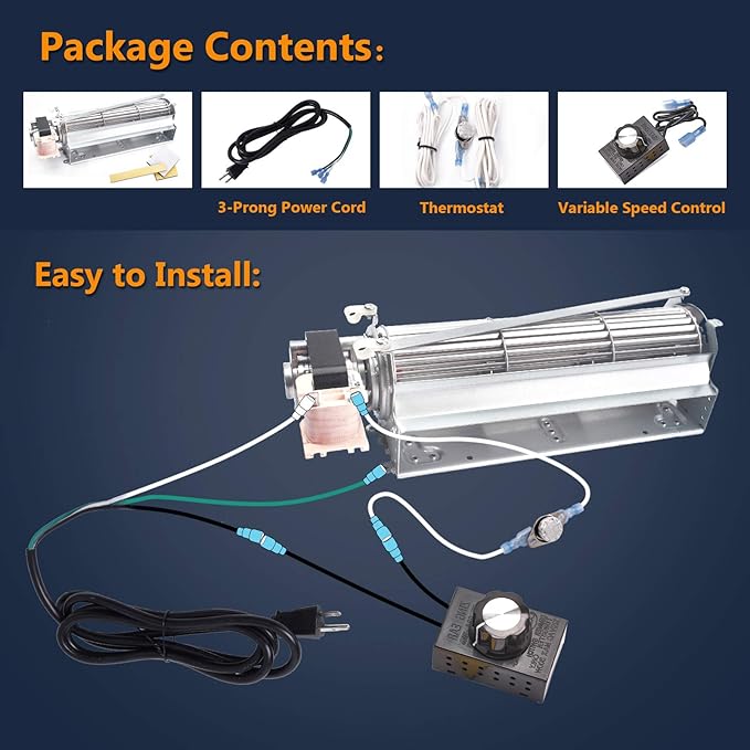 Criditpid BLOT Fireplace Blower Fan Kit for Monessen, Majestic, Martin, Vermont Castings Fireplace BDV400, BDV500, CDVR36NV, Replacement BLO24T BLOTMC Blower Kit for Rotom HB-RB94, HB-RB79, R7-RB79